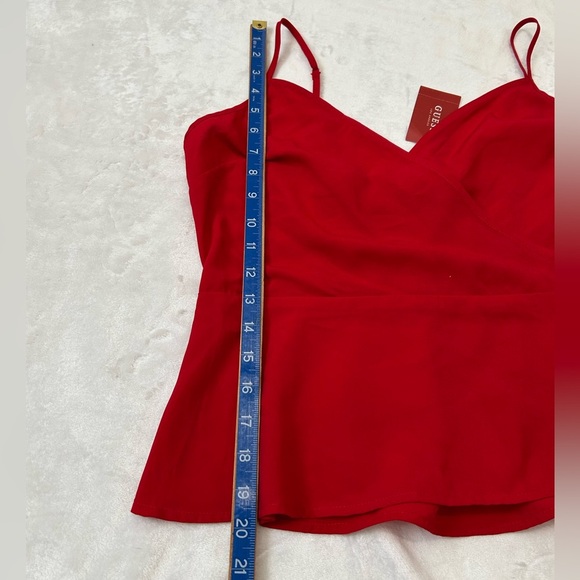 Guess Red Wrap Peplum Blouse - Picture 7 of 9